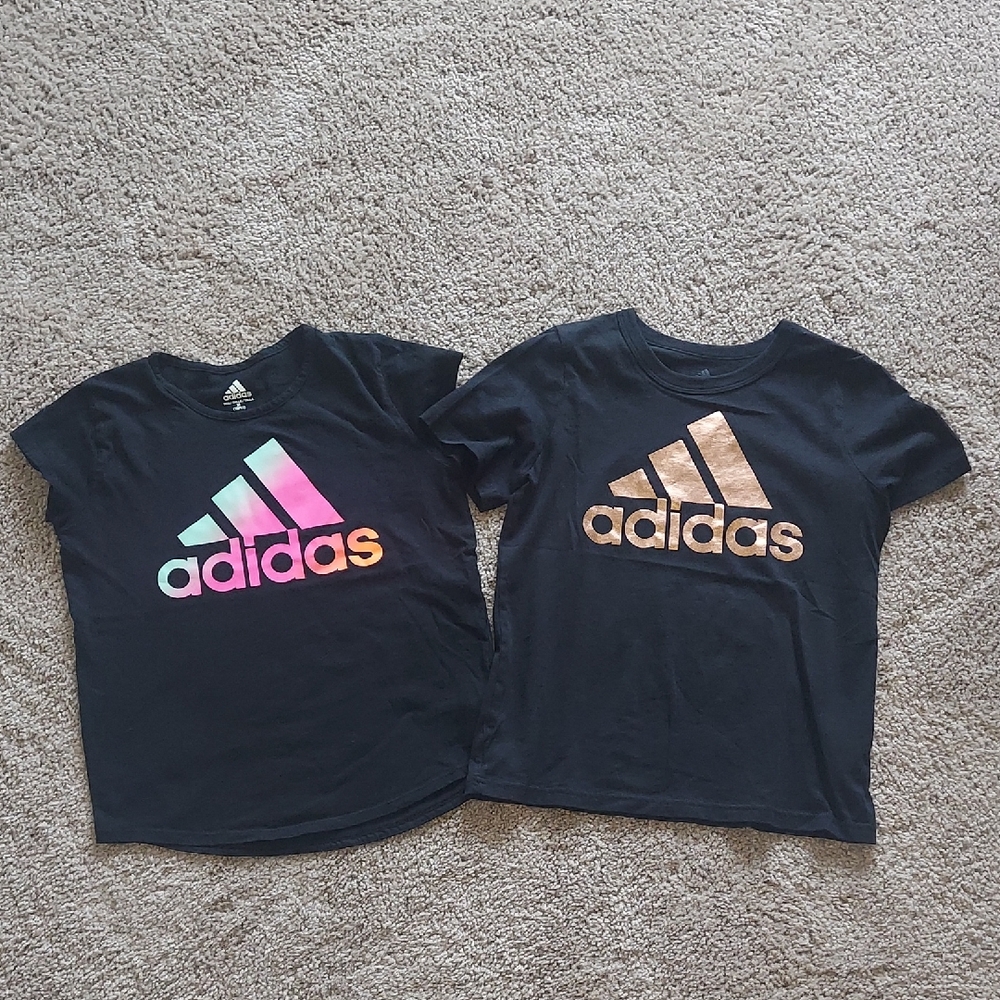 Adidas Kids' Black Tees with Colorful and Gold Logos